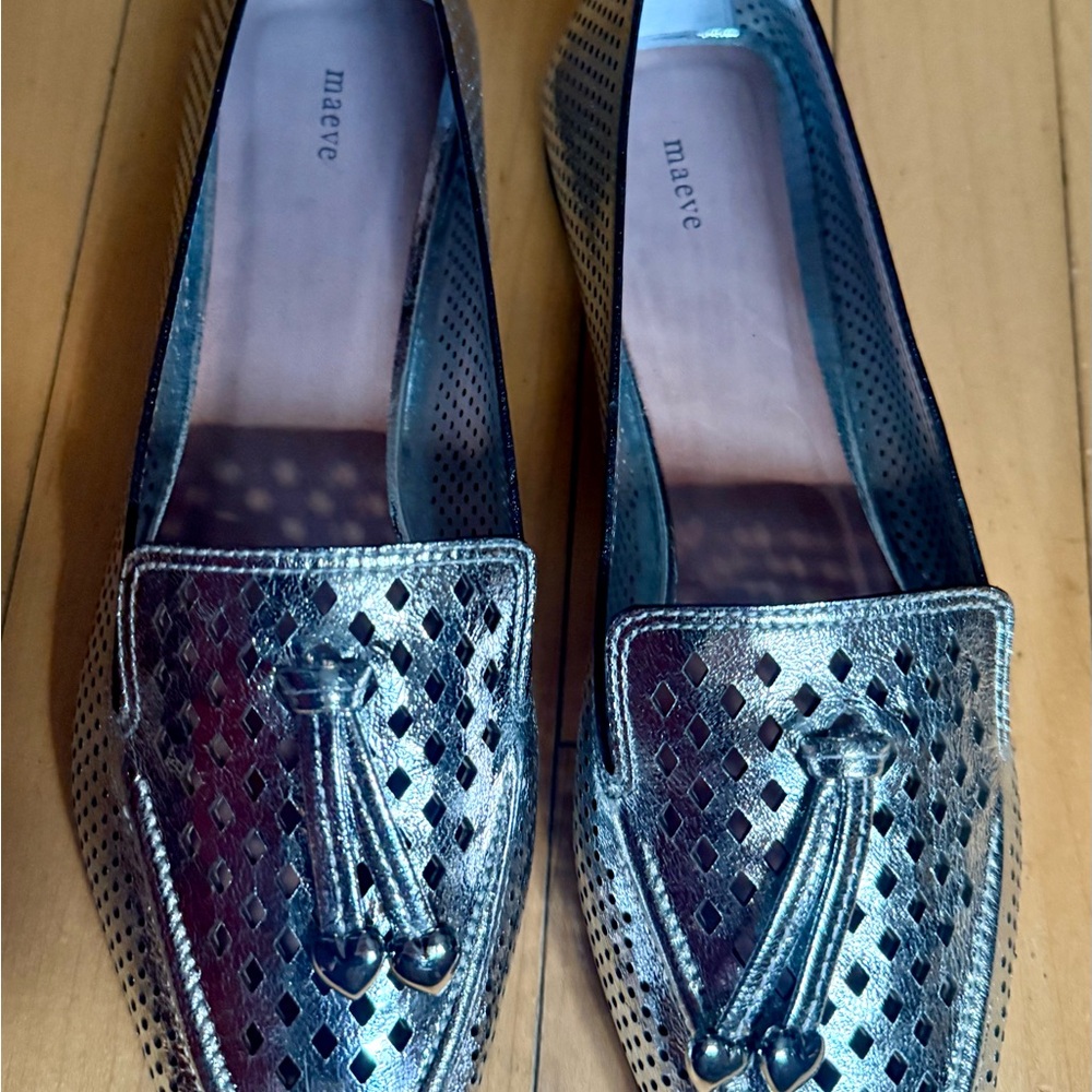 Maeve Silver Loafers for Women